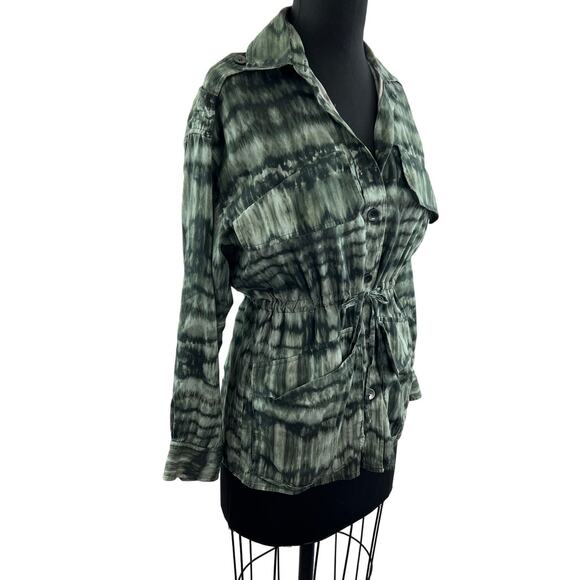 & Other Stories Tops - & Other Stories Green Stockholm Atelier Drawstring Button Front Blouse Jacket 4